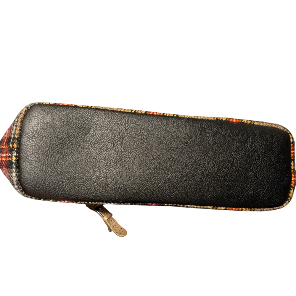 Harris Tweed Plaid Shoulder Bag in Gray and Red with Black Handles - Picture 3 of 6